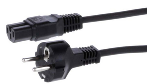 AC Power Cable, DE Type F (CEE 7/4) Plug - IEC 60320 C15, 2.5m, Black