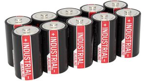Primary Battery, Alkaline, D, 1.5V, Industrial, Pack of 10 pieces