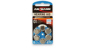 Hearing Aid Battery, Zinc-Air, 1.45V, 620mAh, Pack of 6 pieces