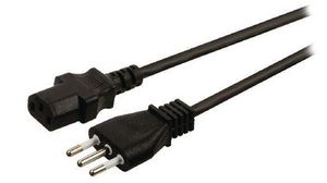 Câble d'alimentation AC, Italie mâle - IEC 60320 C13, 2m, Noir