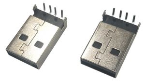 USB-A Connector 2.0, Plug, USB-A 2.0, Right Angle, Positions - 4