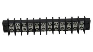 Terminal Strip for Chassis Mounting, Black, 25A, 300V, Poles - 12