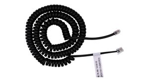 Telephone Modular Cable, RJ10 Plug - RJ10 Plug, Coiled, 5m, Black