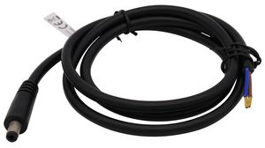 Stejnosměrný propojovací kabel, 2.5x5.5x9.5mm Zástrčka - Neizolované konce, Rovný, 1m, Černá