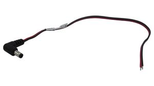 Câble de raccordement DC, 2.5x5.5x9.5mm Fiche - Extrémités nues, Coudé, 300mm, Noir / Rouge