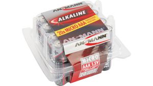 Primary Battery, Alkaline, AAA, 1.5V, RED, Pack of 20 pieces