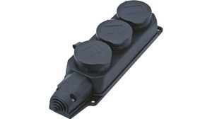 Outlet Strip with Covers 3x DE Type F (CEE 7/3) Socket Black
