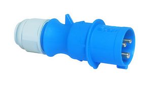 CEE Plug with Multi-Grip Cable Gland, Blue / White, 3P, Cable Mount, 6mm², 32A, IP44, 250V