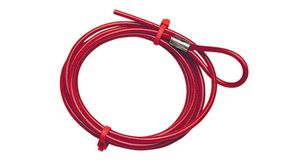 Lockout Device Cable, 4.8mm x 1.8m, Steel, Red