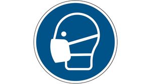 ISO-Sicherheitsschild - Maske tragen, Rund, Weiss auf blau, Polyester, Mandatory Action, 1Stück