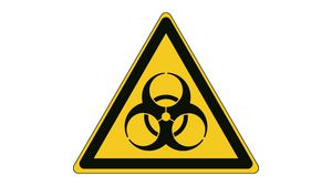ISO Safety Sign - Warning, Biological Hazard, Triangular, Black on Yellow, Polyester, Warning, 1pcs