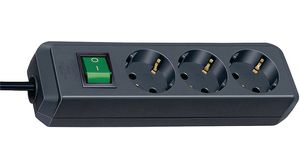 Stopcontact Eco-Line 3x DE-socket type F (CEE 7/3) - DE-stekker type F (CEE 7/4) Zwart 5m