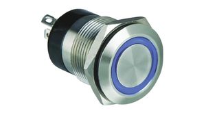 Drucktaster, vandalensicher Tastend 12V Blau 1 Schliesser IP66 Schnellanschlussklemme, 2.8 mm