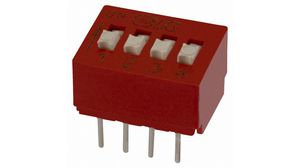 Slide DIP Switch 4 Switch SPST Latched 0.1A 5VDC 8 PCB Hole CNT Solder Terminal THT Straight