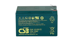 Rechargeable Battery, Lead-Acid, 12V, 12Ah, Blade Terminal, 6.3 mm