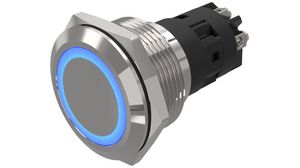 Illuminated Pushbutton Switch Latching Function 1CO LED Blue Ring Screw Terminal