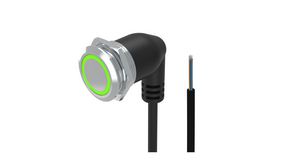 Podsvícený úhlový tlačítkový spínač Funkce aretace 1CO 35 V LED Zelená Kruh Otevřený konec