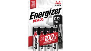 Primary Battery, Alkaline, AA, 1.5V, MAX, Pack of 4 pieces