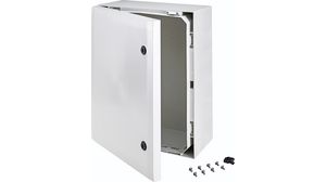 Cabinet, PC - Grey cover, 2-point locking, hinges on the long side, 400 x 500 x 210 mm