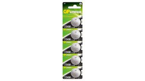 Button Cell Battery, Lithium, CR2430, 3V, 300mAh, Pack of 5 pieces