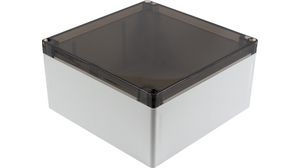 Watertight Enclosure Smoked Lid, Polycarbonate, 180x180x90mm, Light Grey
