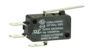 Micro Switch V15, 22A, 1CO, 0.96N, Lever