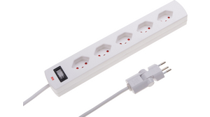 Outlet strip with switch & clip-clap® 5 CH Type J (T13) Socket White CH Type J (T12) Plug