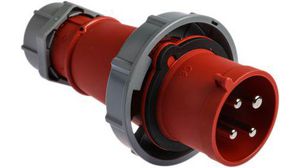 AM-TOP IP67 Red Cable Mount 4P Industrial Power Plug, Rated At 32A, 400 ... 440 V