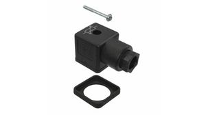 Valve Connector, Plug, Right Angle, Black, PG9, Contacts - 3