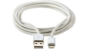 Kabel do synchronizacji i ładowania Apple Lightning - Wtyk USB A 3m Aluminium Do urządzeń: iPhone, iPad, iPod