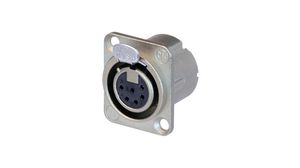 XLR Receptacle, Socket, Straight, Panel Mount, 6 Poles