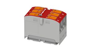 Terminal Block, Push-In, 6 Poles, 450V, 24A, 0.14 ... 4mm², Grey / Red