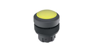 Pushbutton Actuator with Black Frontring Protective Cap Momentary Function Round Button Yellow IP65 / IP6K9K RAFIX 22 QR