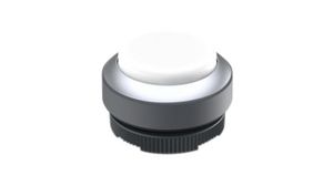 Pushbutton Actuator with Metallic Silver Frontring Momentary Function Raised Button White IP65 RAFIX 22 FS+