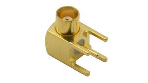 RF Connector, MCX, Brass, Socket, Right Angle, 50Ohm, Through Hole, Soldering Terminal
