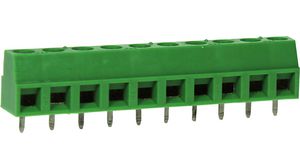 Low Profile Rising Clamp Terminal Block, THT, 5.08mm Pitch, Right Angle, Screw, Clamp, 10 Poles