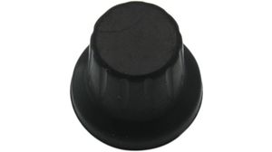Runder Kunststoffknopf, schwarz, 6.0 mm D Shaft