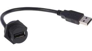 Adapter, Lige, Termoplastisk, USB-A 2.0-stik - USB 2.0-stikdåse