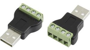 Adapter, Prosty, PVC, Wtyk USB-A 3.0 - Blok zaciskowy