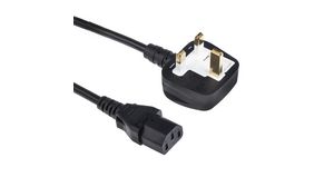 IEC Device Cable IEC 60320 C13 - UK Type G (BS1363) Plug 3m Black