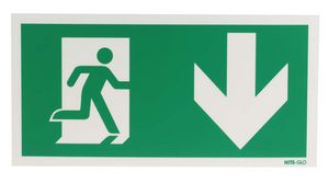 Safety Sign, Emergency Exit, Rectangular, White on Green, PVC, Safety Condition, 1pcs