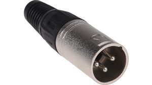 XLR Connector, Plug, Straight, Cable Mount, 3 Poles
