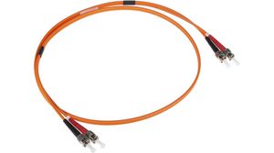 Câble confectionné en fibre optique 62.5/125 um OM1 Duplex ST - ST 1m