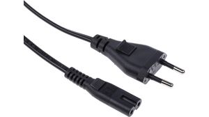IEC Device Cable IEC 60320 C7 - Euro Type C (CEE 7/16) Plug 1.8m Black