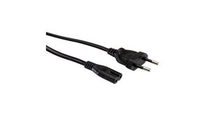 AC Power Cable, Euro Type C (CEE 7/16) Plug - IEC 60320 C7, 3m, Black