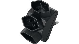 Verdeelstekker 3x CH-socket type J (T23) - CH Type J (T23) Plug 250V Zwart