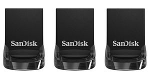 USB-muistitikku, 3 kpl:n pakkaus, Ultra Fit, 32GB, USB 3.1, Musta