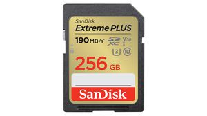 Industrielt hukommelseskort, SD, 256GB, 190MB/s, 130MB/s, Sort/guld