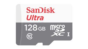 Scheda memoria, microSD, 128GB, 100MB/s, Grigio / Bianco