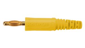Banana Plug ø4mm, Yellow, 32A, Soldering, Gold-Plated